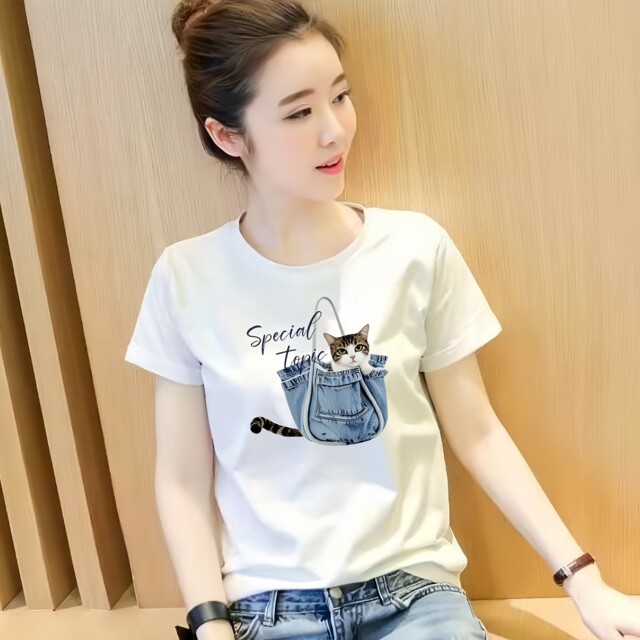 Shipping insurance breathable pure cotton ເສື້ອຍືດແຂນສັ້ນບາງໆສໍາລັບແມ່ຍິງ