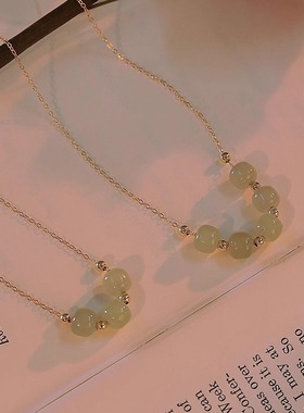 踏青行。毕业级天然和田玉S925纯银可调节文艺复古小众高级感项链