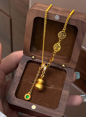 新中式复古时尚精致气质百搭福字拉丝葫芦项链轻奢小众流苏锁骨链