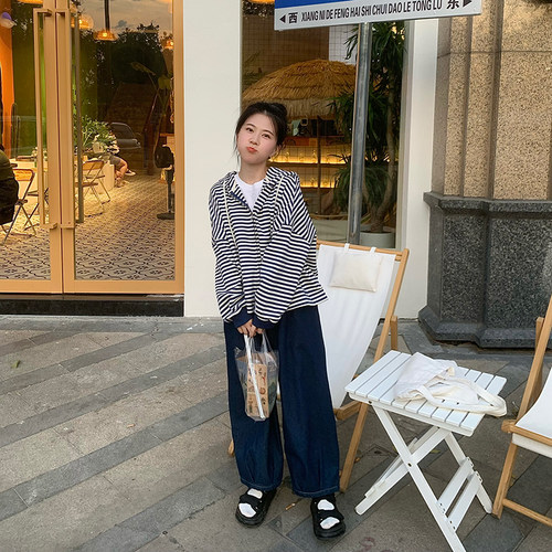 1米5姑娘日系宽松灯笼阔腿裤小个子复古百搭牛仔裤休闲九分裤 - 图0