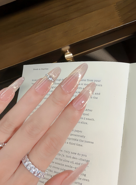 【Lilynail桃野碎星】手工穿戴甲中长款法式猫眼美甲新娘拍婚纱照