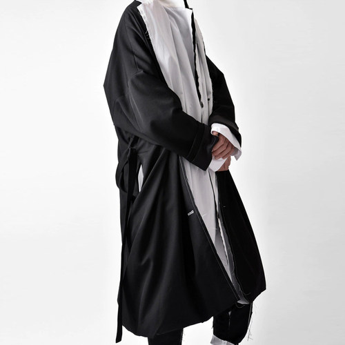 YOIJI OOAK LAPEL WOOL JACKET毛边羊毛大衣复古丛林外套长款风衣 - 图3