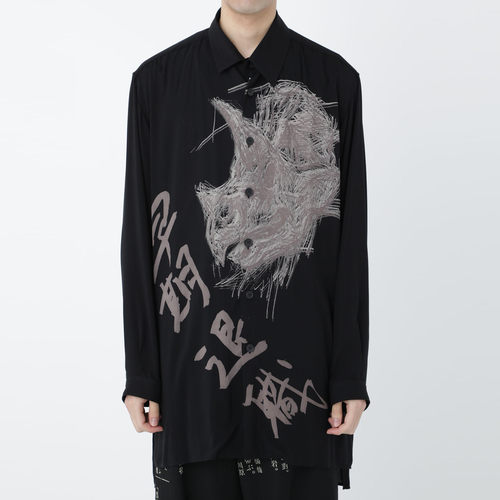 YOJI OOAK PRINT LONG SHIRT早期退職印花天丝宽松青山限定衬衫 - 图0