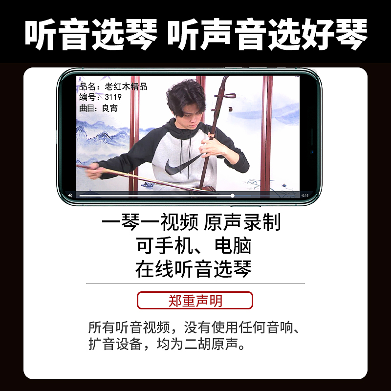 正音堂 旧料老红木二胡乐器厂家直销舞台专业演奏大音量苏州胡琴 - 图2