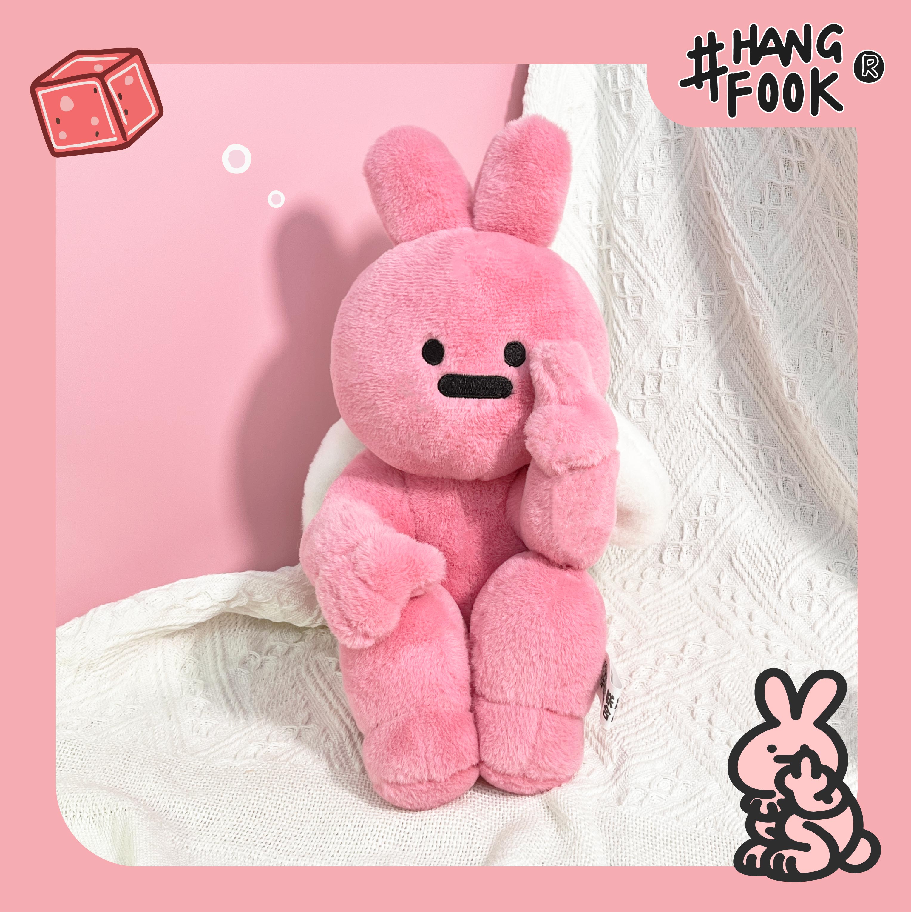 Hangfook幸福兔粉色系列原创毛绒天使摆件玩偶布娃娃安抚兔子礼物 - 图1
