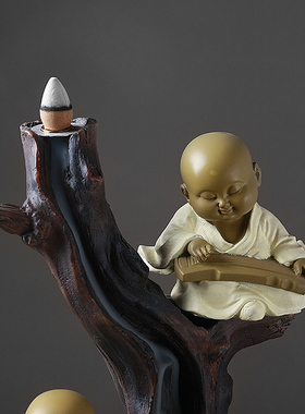 tqj小沙弥中式风绿植家居装饰