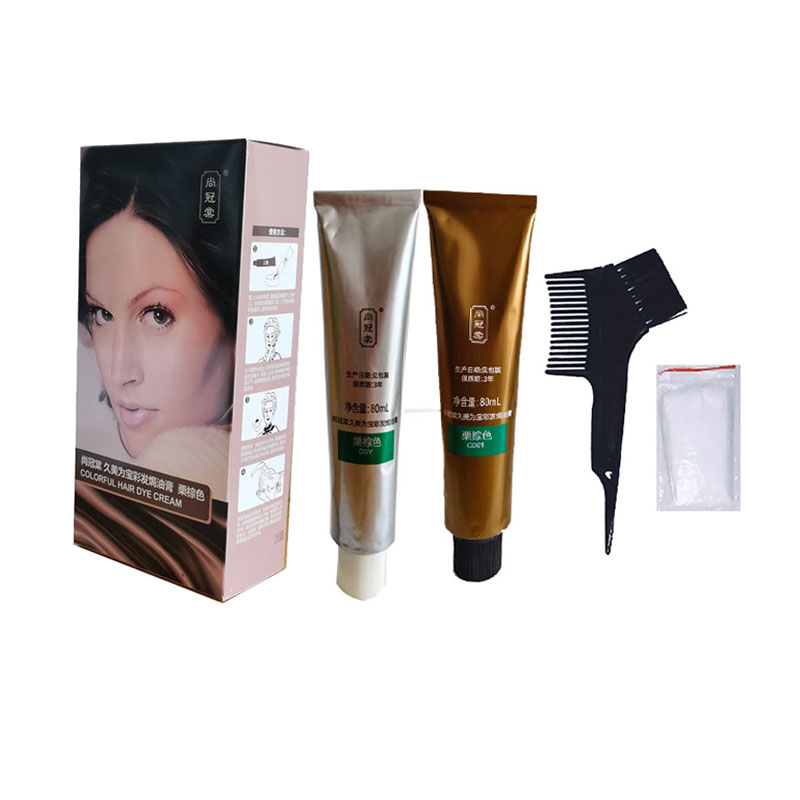 无氨植物染发剂上海久美为宝焗油膏无毒盖白发栗棕色（深）80g×2 - 图1