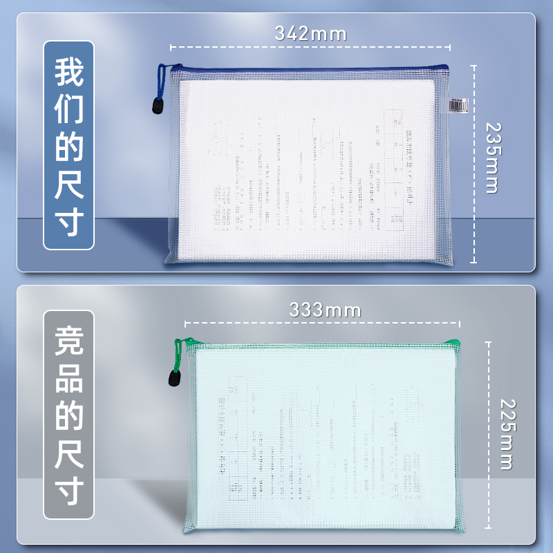 拉链式透明网格文件袋防水大容量加厚A4小学生资料学习收纳袋科目分类作业书本试卷袋文具袋投标合同袋拉边袋 - 图3