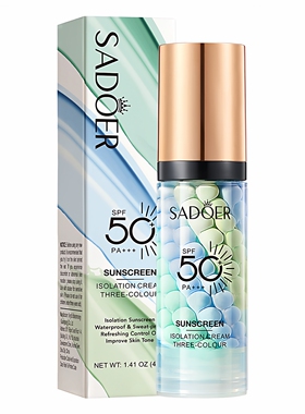 SADOER三色防晒隔离霜保湿提亮肤色妆前乳自然裸妆防晒遮瑕SPF50+