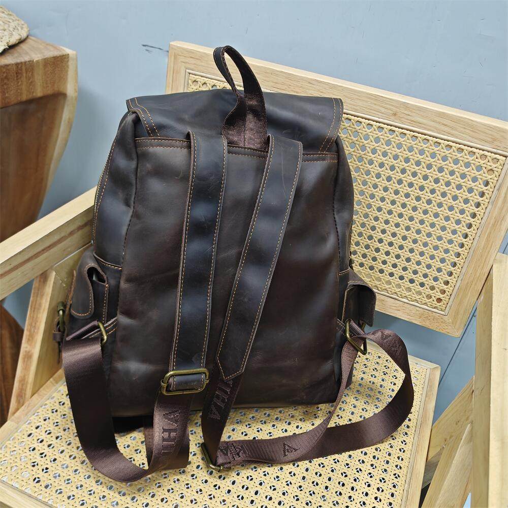外贸出口尾货专柜头层牛皮疯马牛皮品牌清货复古真皮男双肩背包大,淘宝优惠券,粉丝福利购,淘宝优惠卷