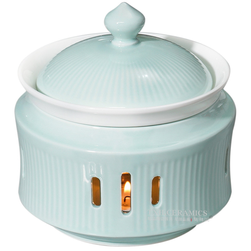 酒店中式陶瓷金边餐具直销蜡烛加热燕窝位上盅辽参带盖翅盅碗明炉