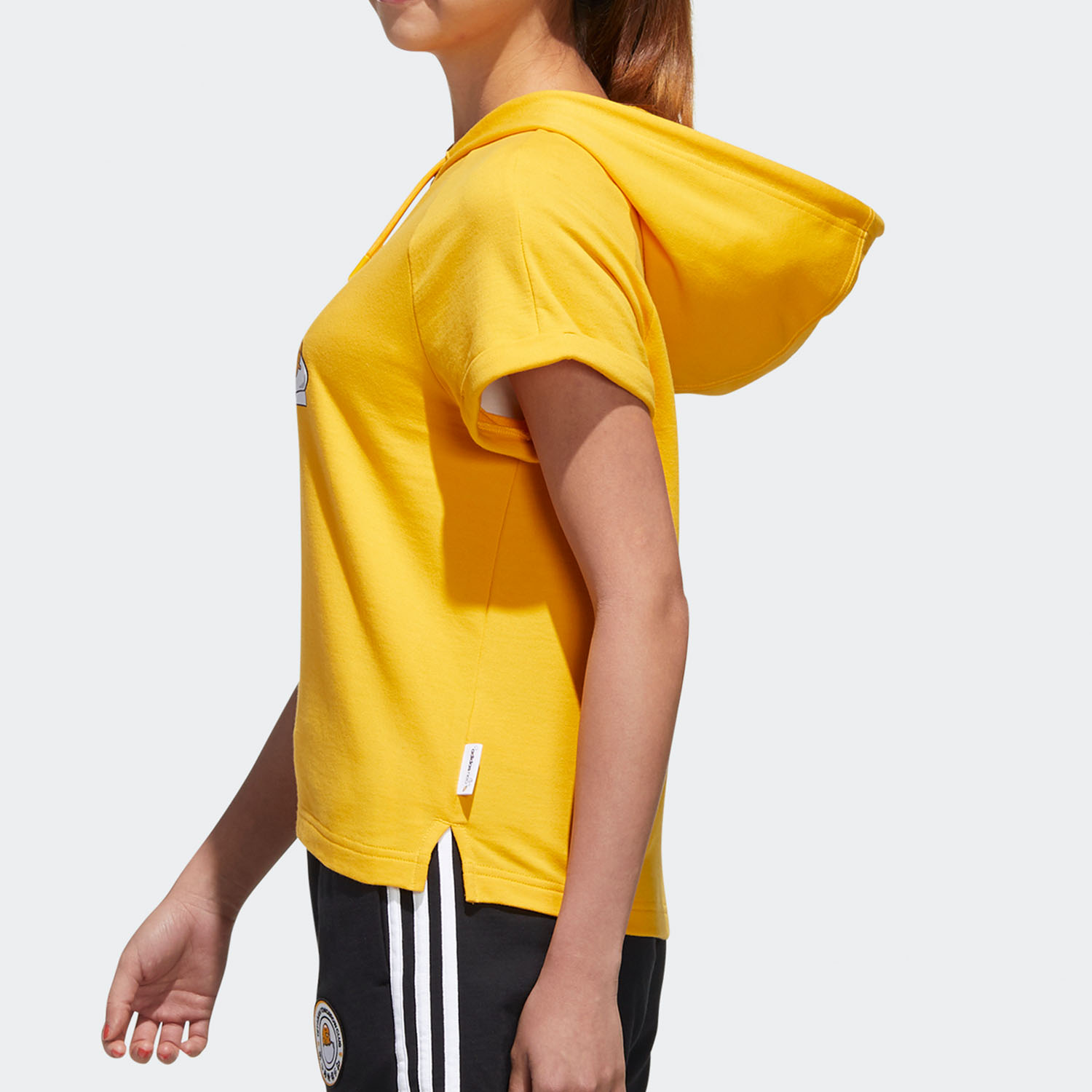 Adidas/阿迪达斯正品2020女子蛋黄哥懒蛋蛋联名短袖连帽T恤GL7234-图1