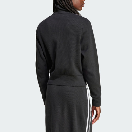 Adidas/阿迪达斯正品三叶草女士罗纹针织短款立领外套IY7278 - 图0