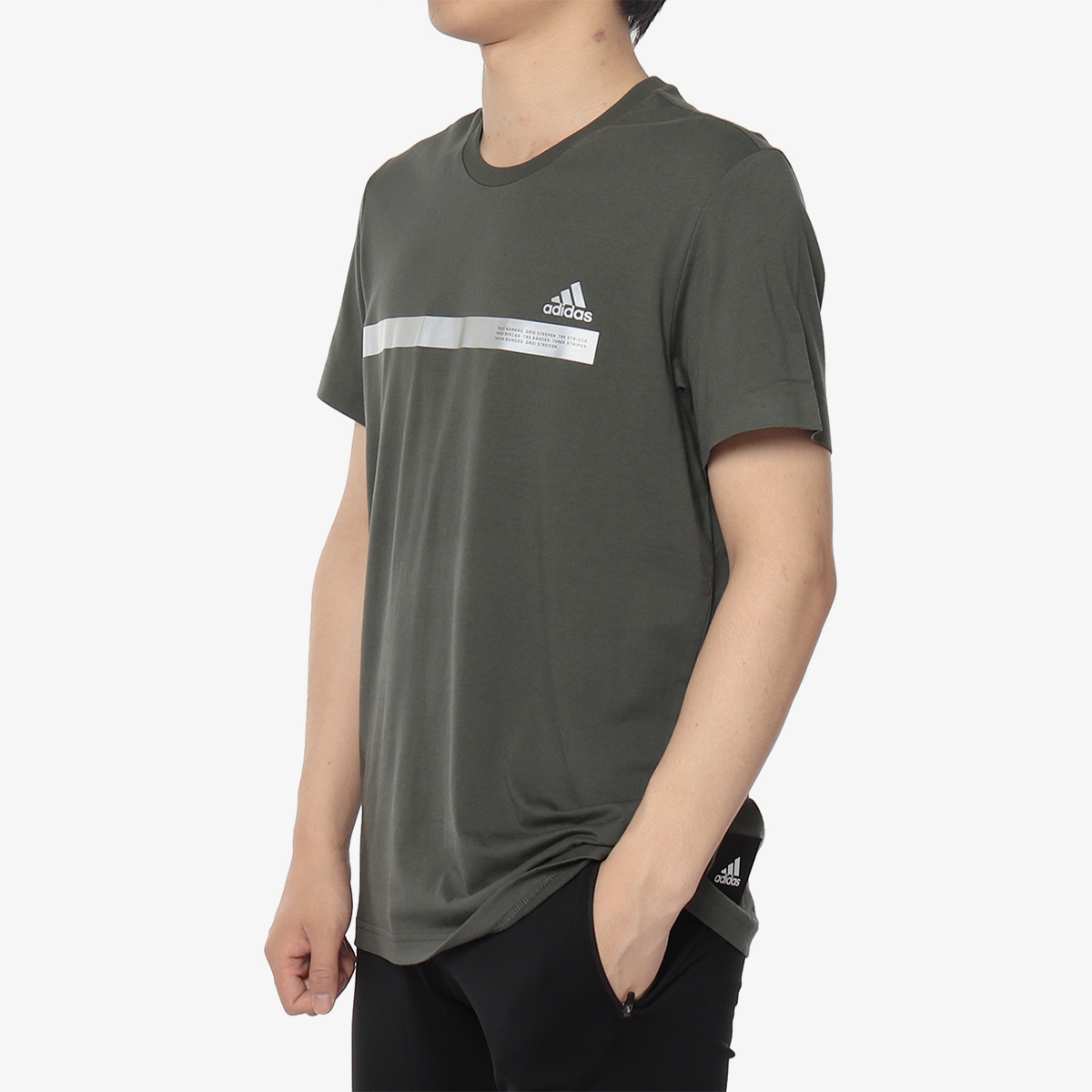 Adidas/阿迪达斯正品SS TEE TAPE 男子休闲运动透气短袖T恤DZ2215 - 图3