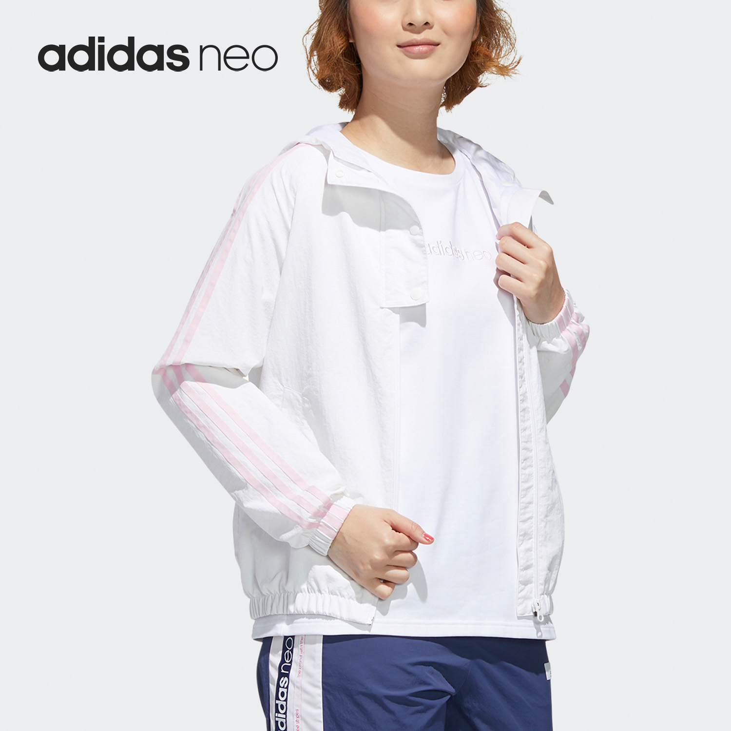 Adidas/阿迪达斯正品neo女子秋季新品休闲运动夹克外套GP5867-图2