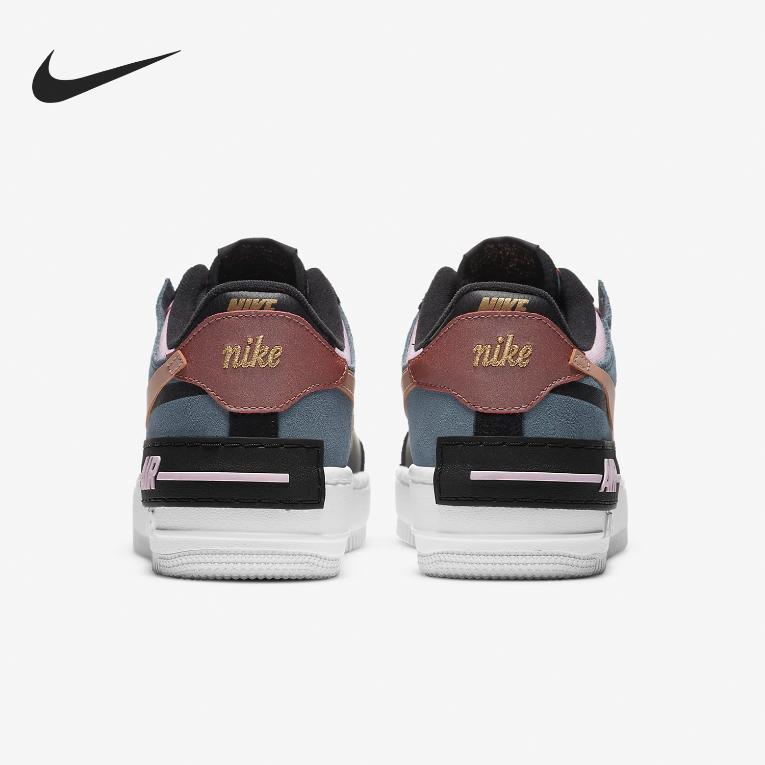 Nike/耐克正品Air Force 1 Shadow AF1 黑蓝粉女子板鞋 CU5315 - 图2