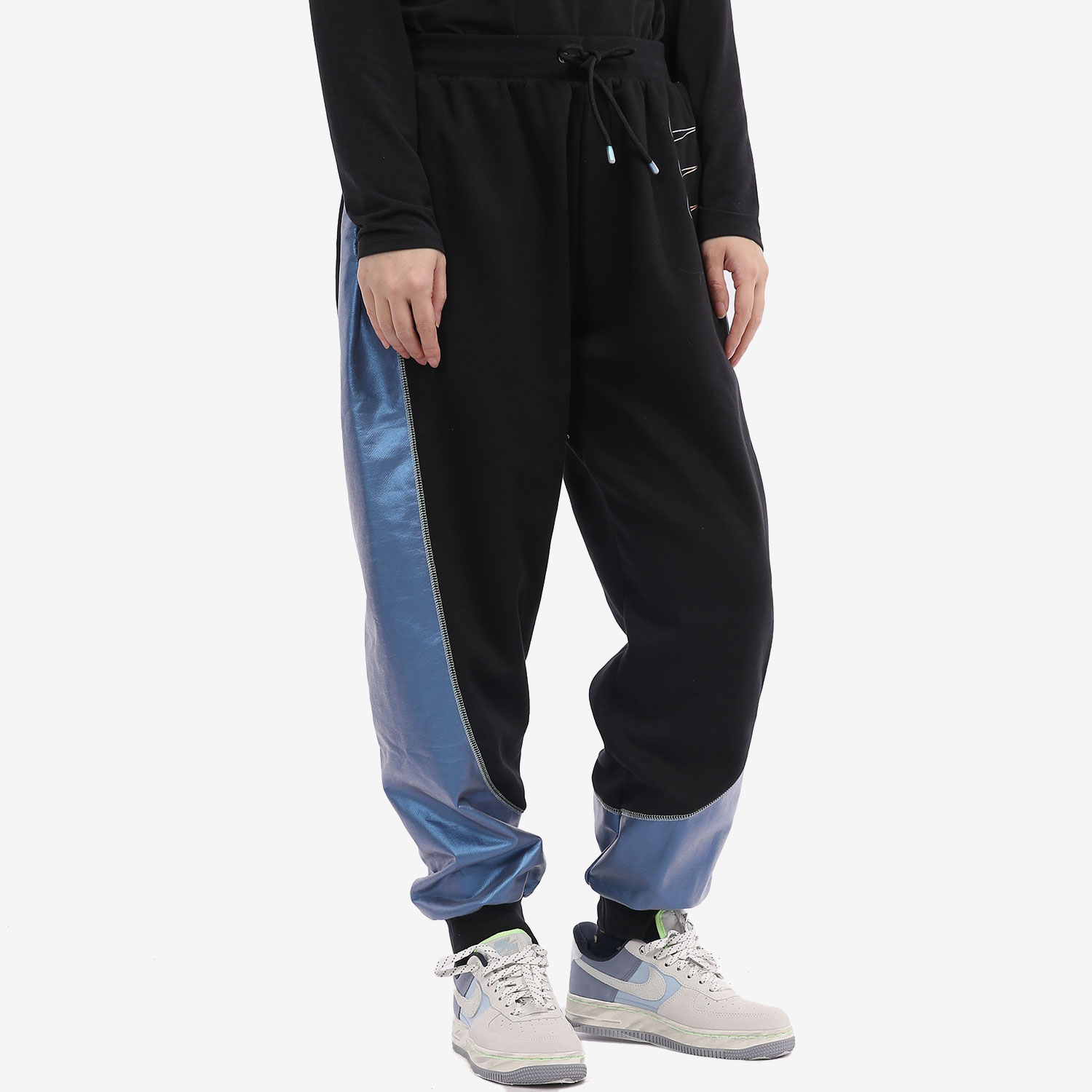 Nike/耐克正品春季新款女子运动三勾拼接色休闲裤DD5130-010 - 图0