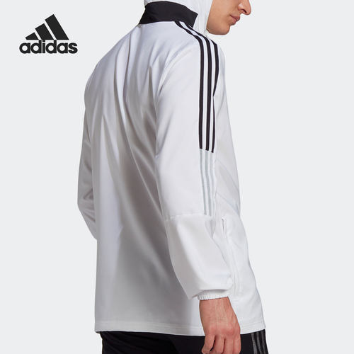 Adidas/阿迪达斯正品男子21年运动服连帽上衣梭织防风夹克 GP4966 - 图1