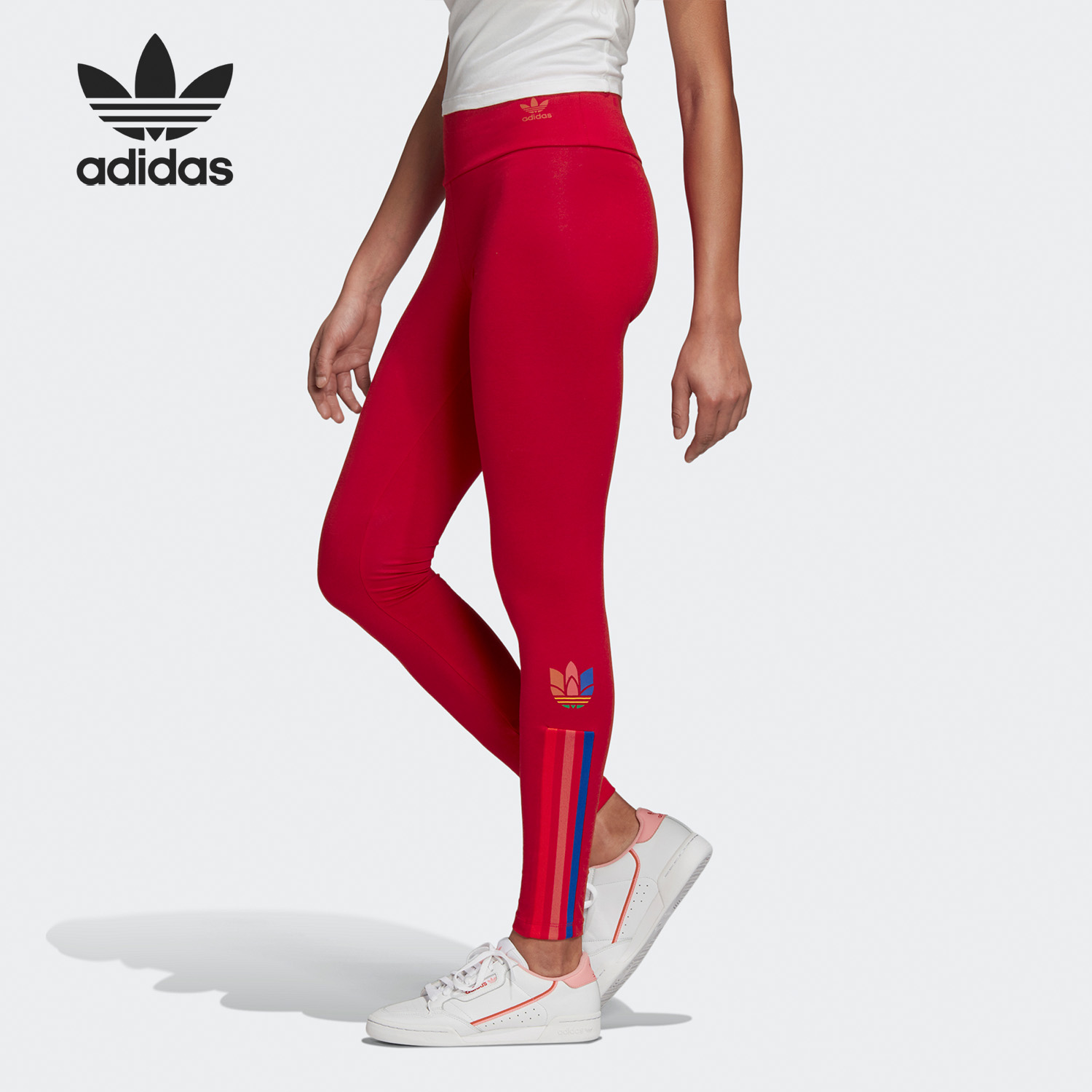 Adidas/阿迪达斯官方正品三叶草女子高腰紧身训练运动长裤GD2240