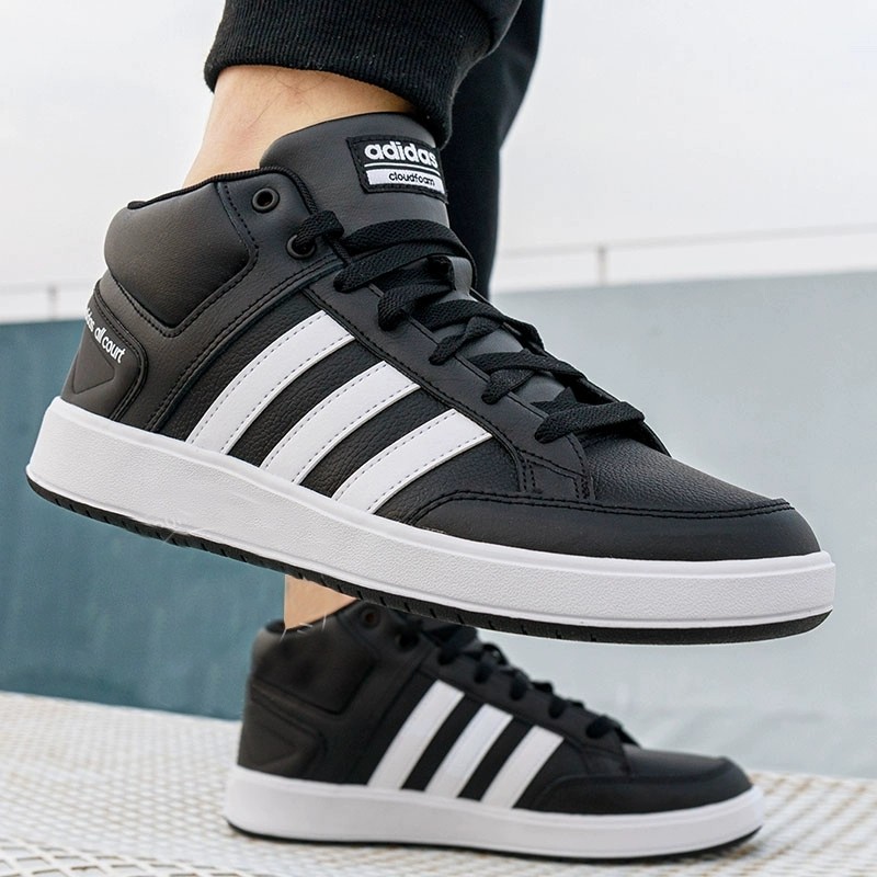 阿迪达斯男鞋当季正品高帮篮球板鞋黑色网球皮质运动鞋H02981,淘宝优惠券,粉丝福利购,淘宝优惠卷