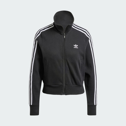 Adidas/阿迪达斯正品三叶草女士罗纹针织短款立领外套IY7278 - 图1