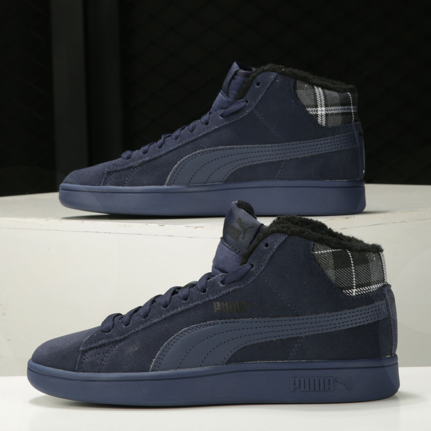 Puma/彪马正品 Smash 男女同款加绒中帮运动休闲板鞋366810 - 图0