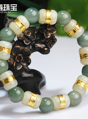 和田玉手链串珠黄金女玉珠子情侣