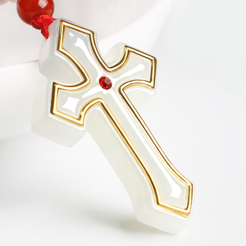 和田玉吊坠男女款钥匙挂件金镶玉 鸿涛项坠/吊坠