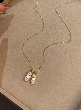 粉色芭蕾舞鞋镶钻锁骨链女款