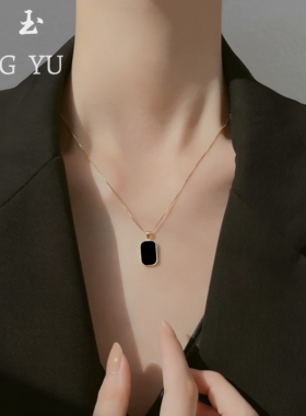 S925纯银长方牌锁骨链新款女款