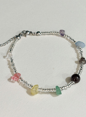 钛钢玻璃脚链aouboom同款boom彩色多巴胺脚链