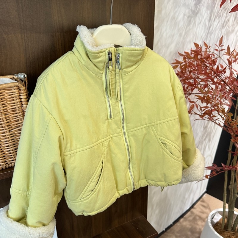 leomama女童纯色双拉链棉衣新款冬装洋气夹棉加绒外套中大童棉服,淘宝优惠券,粉丝福利购,淘宝优惠卷