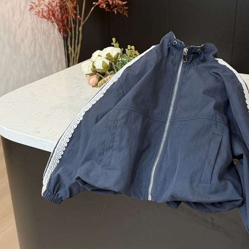 leomama女童蕾丝袖边外套儿童春季新款百搭洋气韩版抽绳拉链上衣,淘宝优惠券,粉丝福利购,淘宝优惠卷