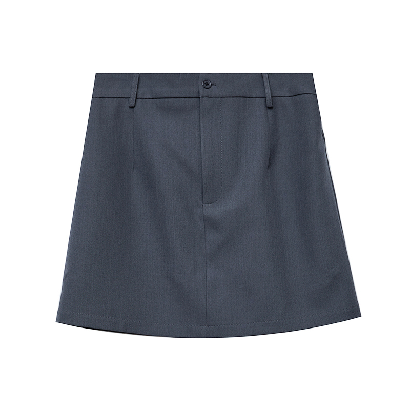 DM100大码百分百女装秋季微胖mm百搭灰色H版西装裙高腰直筒半身裙 - 图3