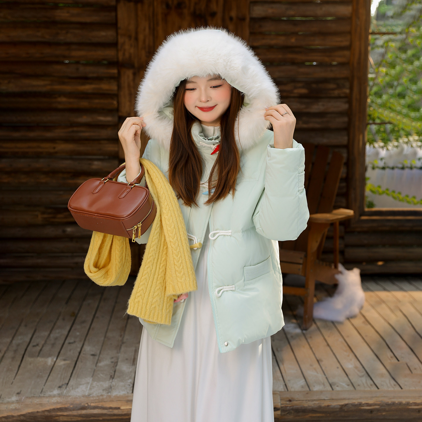 【年终清仓】DM100大码女装微胖mm牛角扣连帽长款加厚羽绒服外套,淘宝优惠券,粉丝福利购,淘宝优惠卷