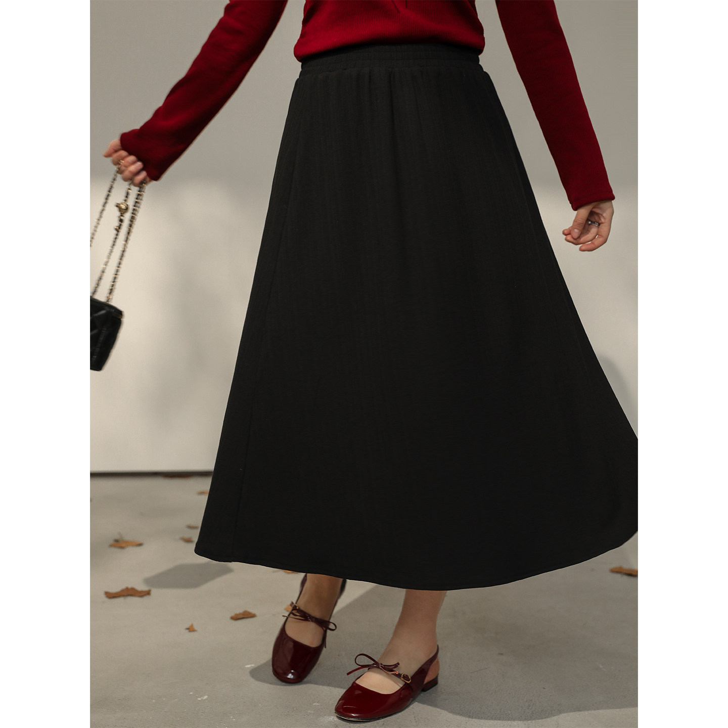 【1/16新品 20点 年货节立减15%】DM100大码纯色百搭肌理长半身裙,淘宝优惠券,粉丝福利购,淘宝优惠卷