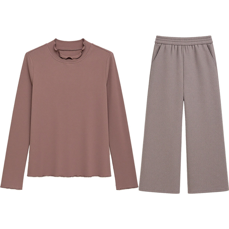 DM100大码百分百女装微胖mm冬季简约休闲修身打底T恤加绒裤子套装,淘宝优惠券,粉丝福利购,淘宝优惠卷