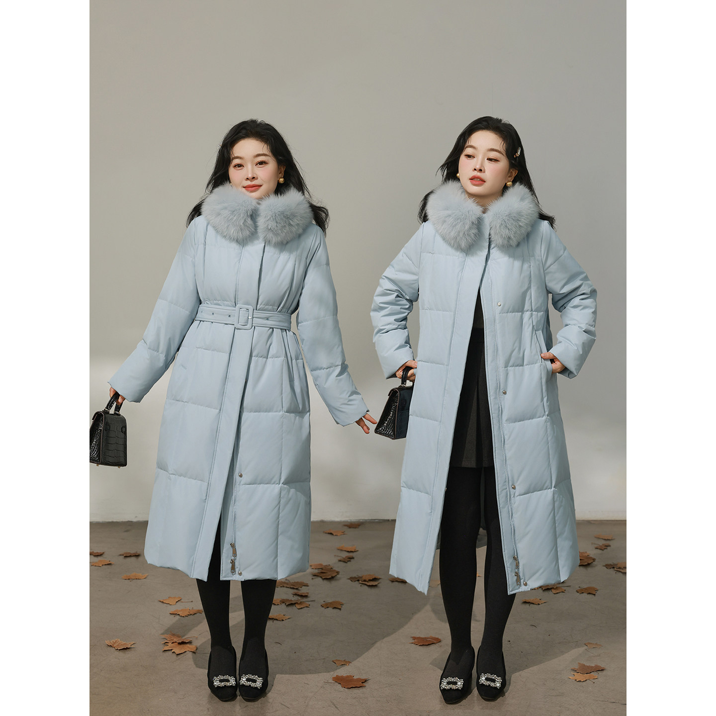 DM100大码百分百女微胖mm冬季狐狸毛正肩直筒收腰长款羽绒服外套,淘宝优惠券,粉丝福利购,淘宝优惠卷