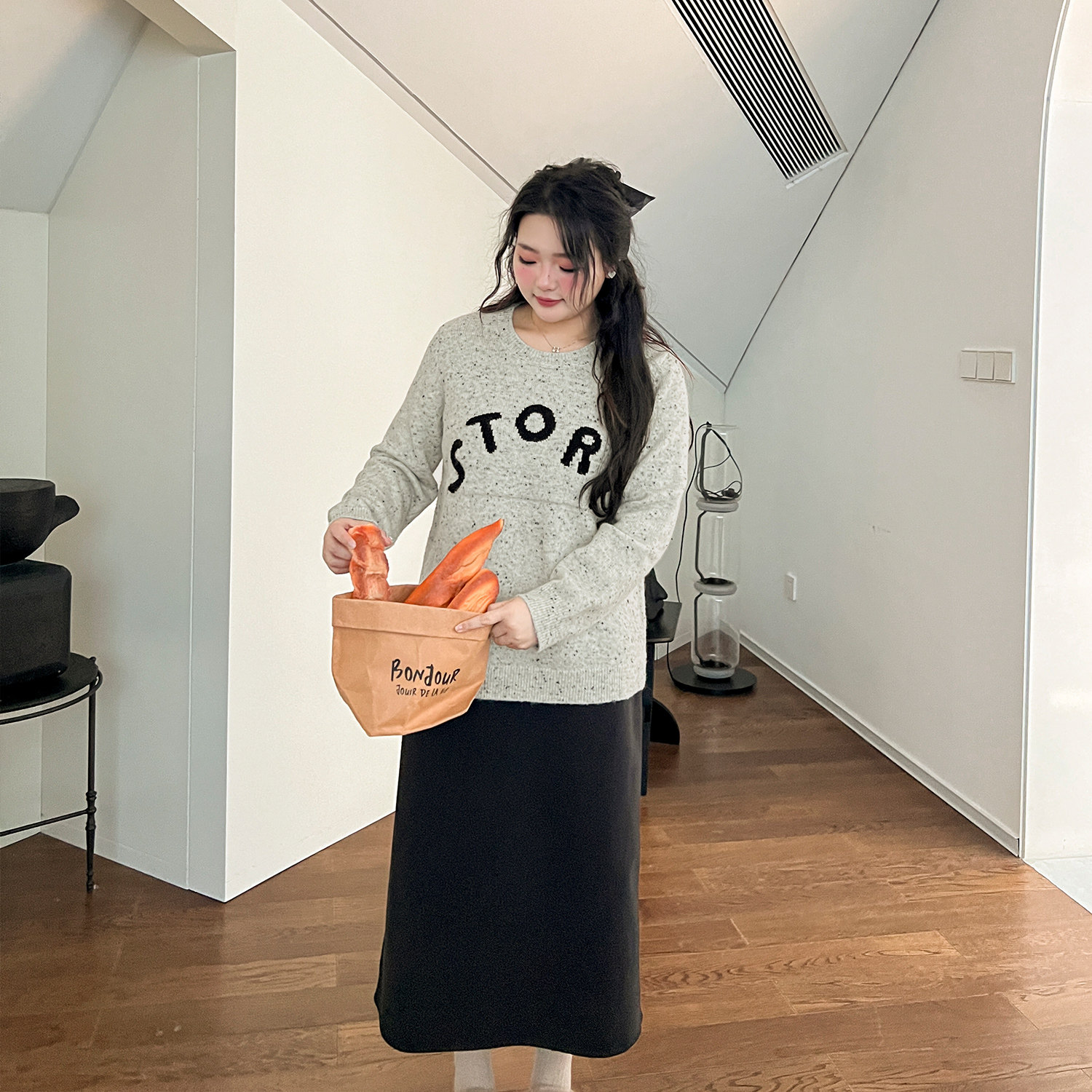 DM100大码百分百微胖mm女装冬季打底内搭毛衣圆领字母提花针织衫,淘宝优惠券,粉丝福利购,淘宝优惠卷