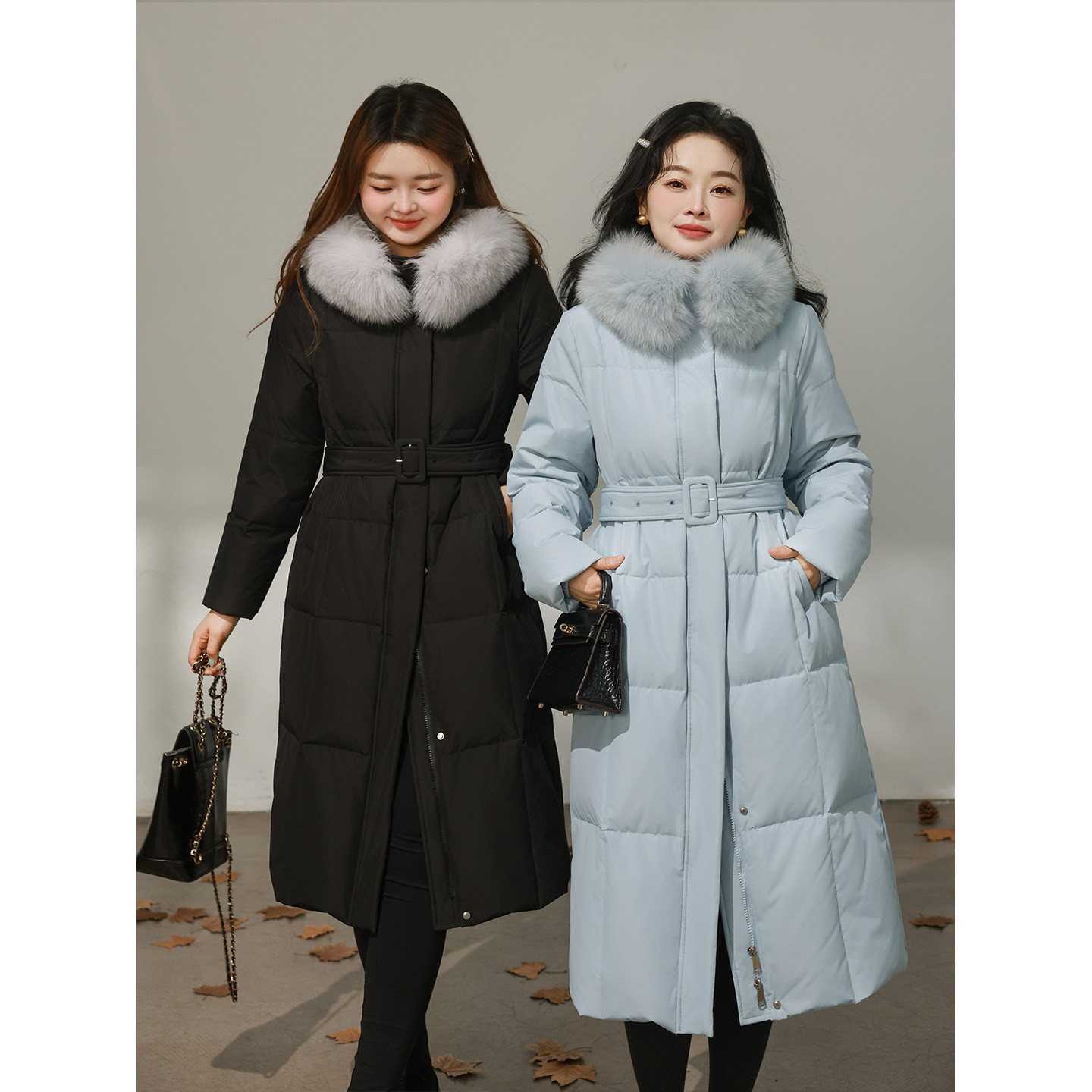 DM100大码百分百女微胖mm冬季狐狸毛正肩直筒收腰长款羽绒服外套,淘宝优惠券,粉丝福利购,淘宝优惠卷