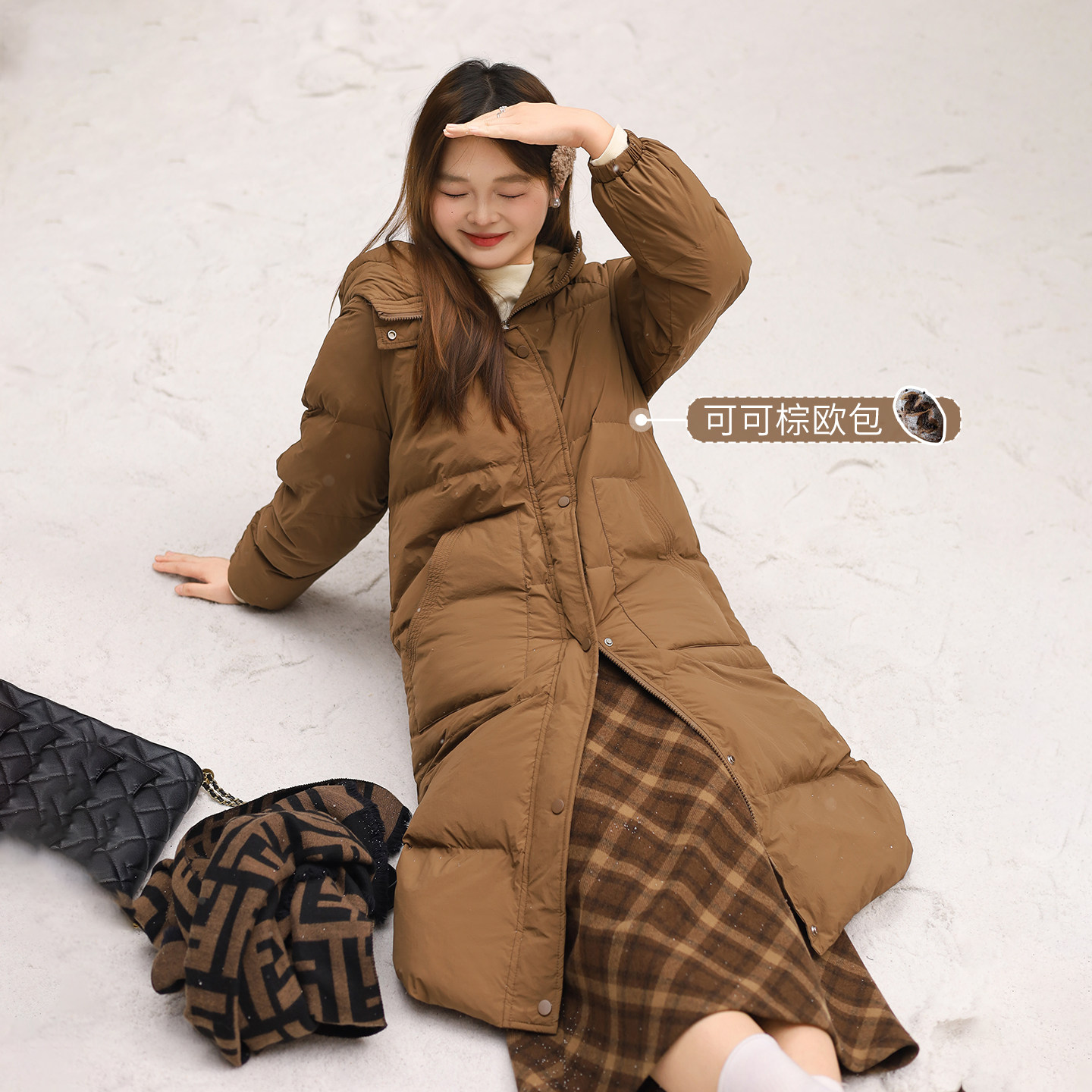 【年终清仓】DM100大码女装冬季宽松直筒连帽欧包棉服长款外套,淘宝优惠券,粉丝福利购,淘宝优惠卷