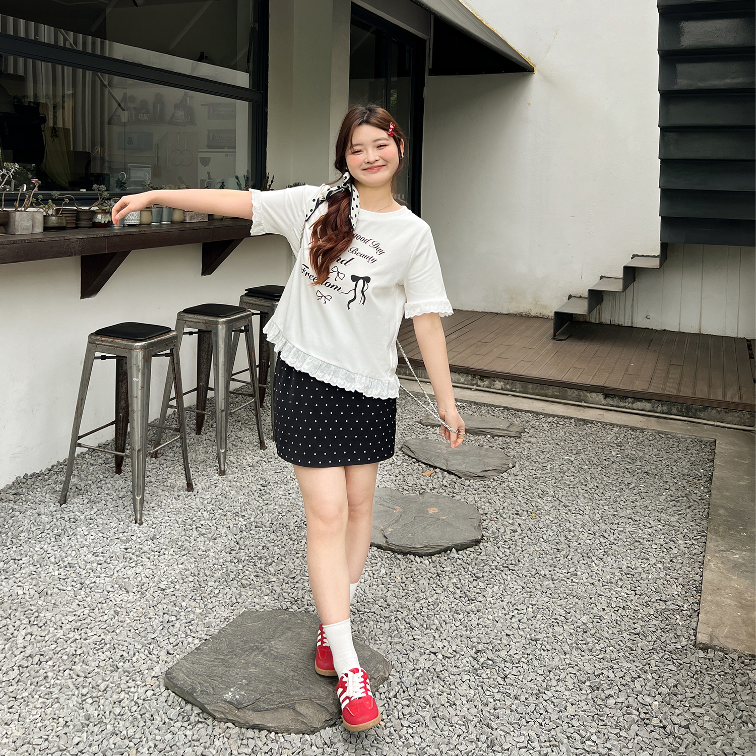DM100大码百分百2025年夏季新款女装宽松短袖上衣撞色甜美印花T恤