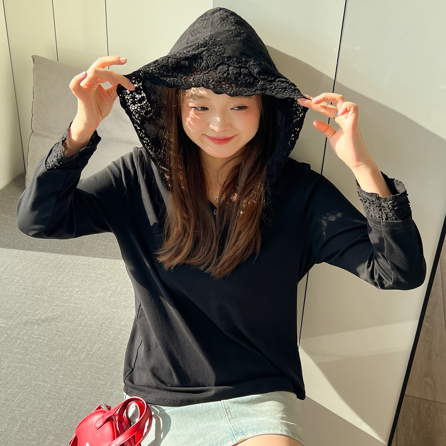 DM100大码百分百女装秋季微胖mm遮肉显瘦休闲镂空刺绣连帽卫衣,淘宝优惠券,粉丝福利购,淘宝优惠卷