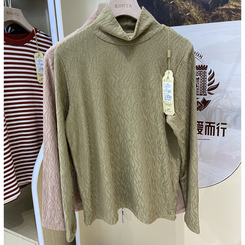 庄泰7908 提花美学时尚高领女打底衫秋衣T恤暖长袖打底衫2024新款 - 图3