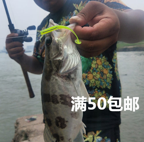 胖哥路亚仿真路亚饵T尾假饵拟饵软饵软虫鳜鱼鲈鱼饵7CM100条 - 图0