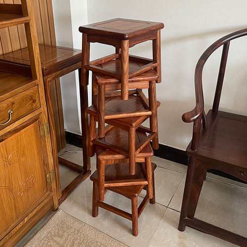 红木富贵凳矮凳刺猬紫檀方凳实木中式板凳茶几凳子木凳换鞋凳 - 图0