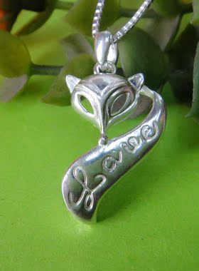 纯银小狐狸吊坠锁骨链银项链