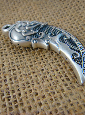 999足银狼牙吊坠纯银项坠