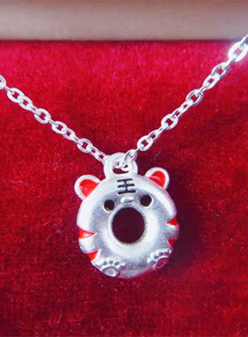 S990足银小老虎项链女萌萌虎