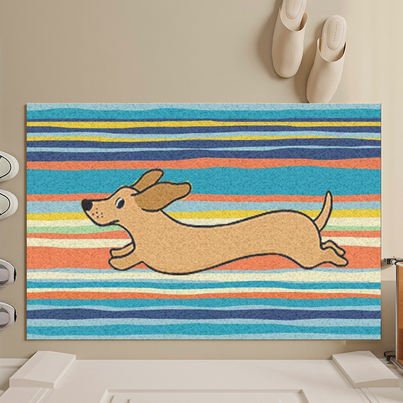 入户门地垫腊肠小狗丝圈家用可裁剪防滑蹭灰进门玄关脚垫卡通ins - 图1